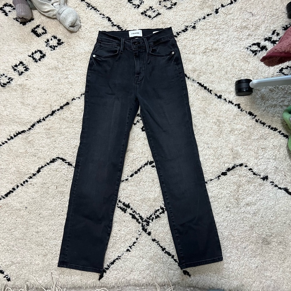 Frame Le High Straight Grey Wash NWT